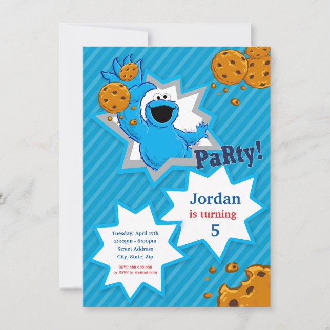 Invitación Cumpleaños de Cookie Monster (Anverso)