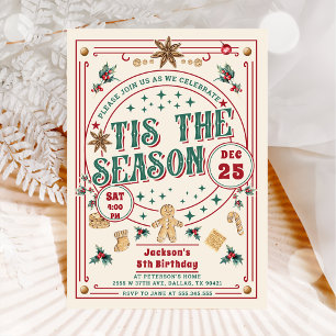 Invitación Cumpleaños de Cookie Navidad Es La Temporada