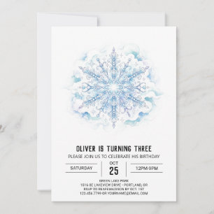 Invitación Cumpleaños de copo de nieve de invierno helado