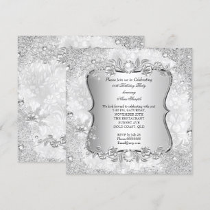 Invitación Cumpleaños de Copo de Nieve de Plata de País de la