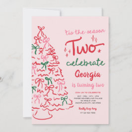 Invitación Cumpleaños de Coquette de Navidad de la Temporada