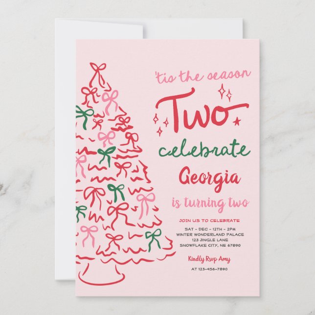 Invitación Cumpleaños de Coquette de Navidad de la Temporada  (Anverso)