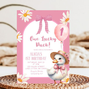 Invitación Cumpleaños de Coquette Floral Rosa Un Pato Afortun
