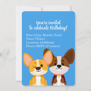 Invitación Cumpleaños de Corgi Kids
