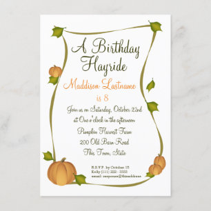 Invitación Cumpleaños de cosecha de calabaza de otoño