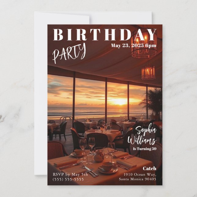Invitación Cumpleaños de Cover Beach de la revista (Anverso)