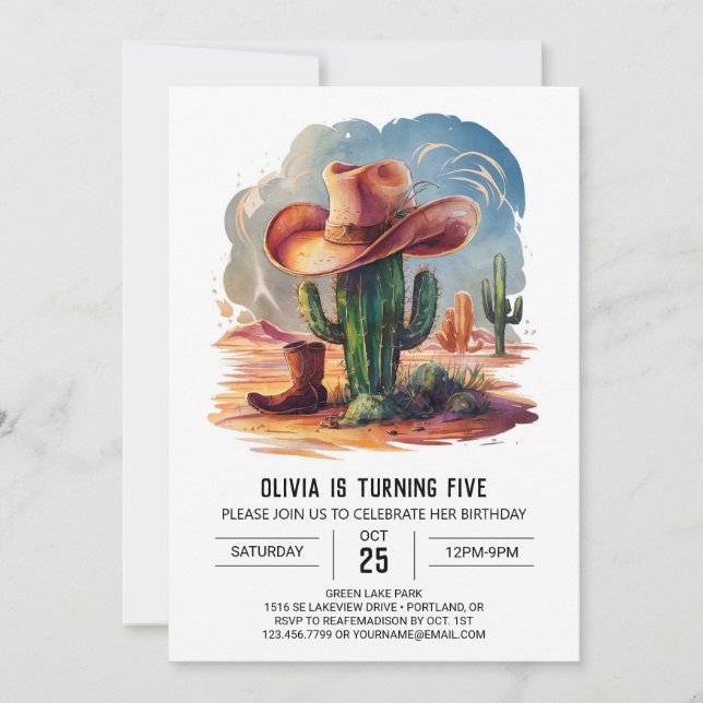Invitación Cumpleaños de Cowboy Gorras occidentales salvajes (Anverso)