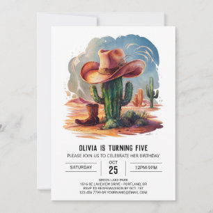 Invitación Cumpleaños de Cowboy Gorras occidentales salvajes