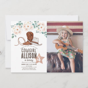 Invitación Cumpleaños de Cowgirl Western Wild West Floral