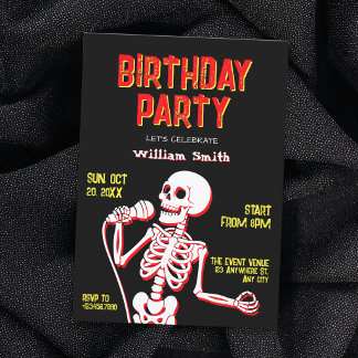 Invitación Cumpleaños de cráneo de esqueleto