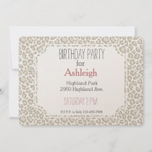 Invitación cumpleaños de Cream Leopard Print