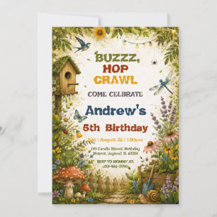 Invitación Cumpleaños de criatura del bosque del jardín encan