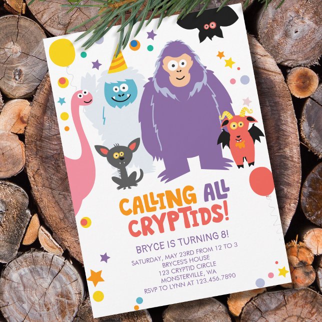 Invitación Cumpleaños de Criptidos para Niños (Subido por el creador)