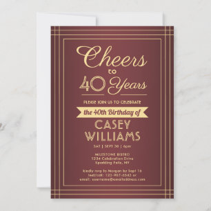 Invitación Cumpleaños de cualquier año Aclamaciones Borgoña y