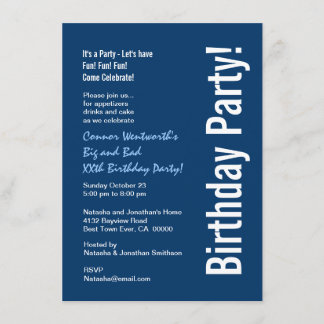 Invitación Cumpleaños de cualquier año Marina moderna Azul bl