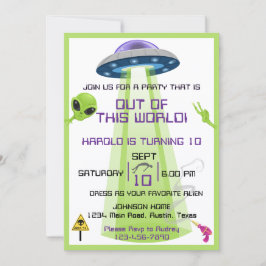 Invitación Cumpleaños de cualquier edad Alien fuera del mundo