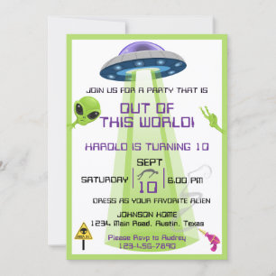 Invitación Cumpleaños de cualquier edad Alien fuera del mundo