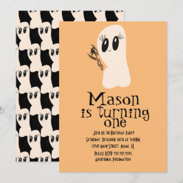 Invitación Cumpleaños de cualquier edad con fantasma adorable