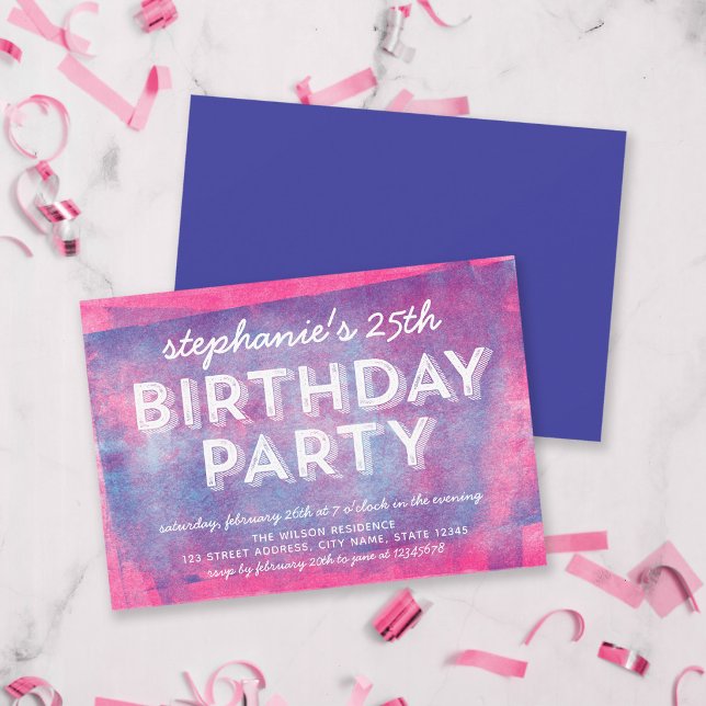 Invitación Cumpleaños de cualquier edad con tinta enrollada r (Subido por el creador)