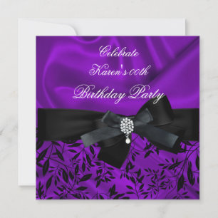 Invitación Cumpleaños de cualquier edad Fiesta Morado Damasco