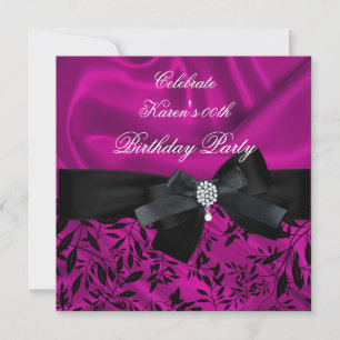 Invitación Cumpleaños de cualquier edad Fiesta Rosa Damasco N