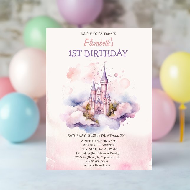 Invitación Cumpleaños de cuento de hadas con castillo de acua (Subido por el creador)