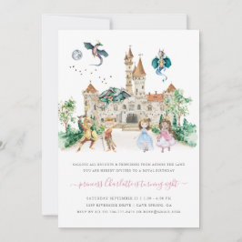Invitación Cumpleaños de cuento de hadas de princesas, caball