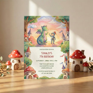 Invitación Cumpleaños de cuento de hadas del Caballero con Dr