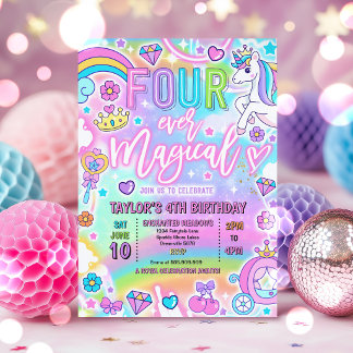 Invitación Cumpleaños de Cuento de Hadas Princesa Mágica para
