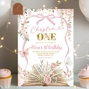 Invitación cumpleaños de cuento de hadas rosa coquette