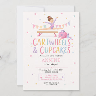 Invitación Cumpleaños de Cupcake de Gimnasia Personalizado