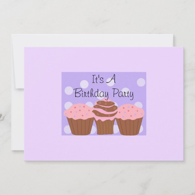 Invitación Cumpleaños de Cupcakes Decadentes (Anverso)