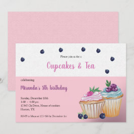Invitación Cumpleaños de cupcakes y té