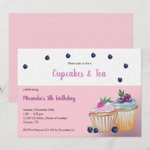 Invitación Cumpleaños de cupcakes y té