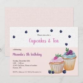 Invitación Cumpleaños de cupcakes y té