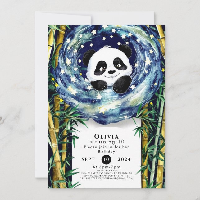 Invitación Cumpleaños de Cute Boho Panda (Anverso)