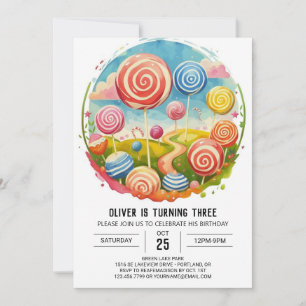 Invitación Cumpleaños de Cute Candy Lollipop