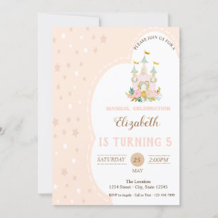 Invitación Cumpleaños de Cute Castle Stars