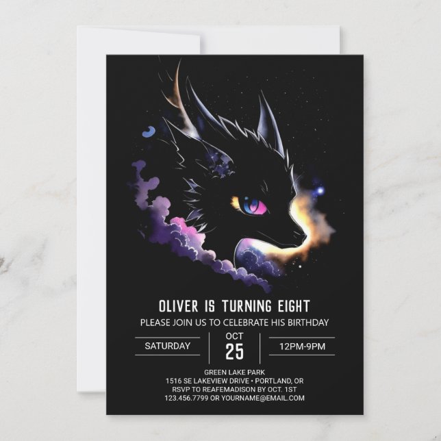 Invitación Cumpleaños de Cute Dragon (Anverso)