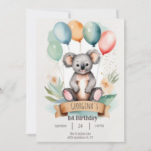 Invitación Cumpleaños de Cute Girly Koala