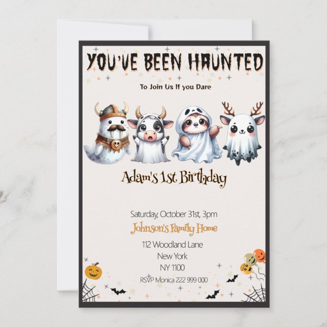 Invitación Cumpleaños de Cute Halloween (Anverso)