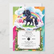 Cumpleaños de Cute Happy Black Unicorn