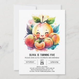 Invitación Cumpleaños de Cute Juicy Peach