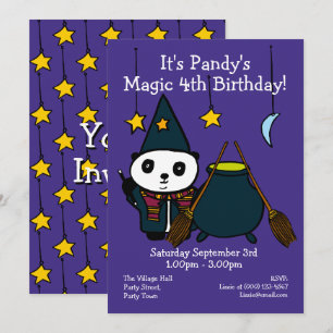 Invitación Cumpleaños de Cute Magic Wizard Panda