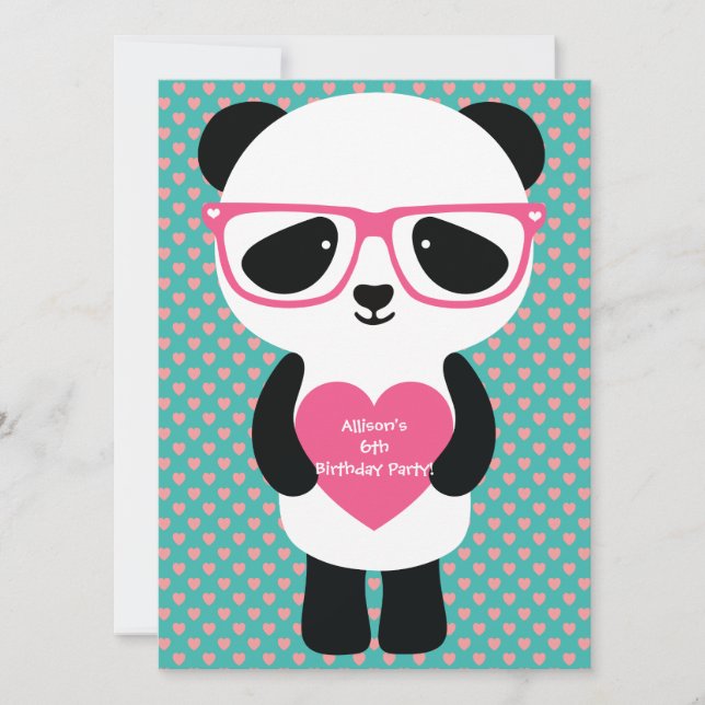 Invitación Cumpleaños de Cute Panda (Anverso)