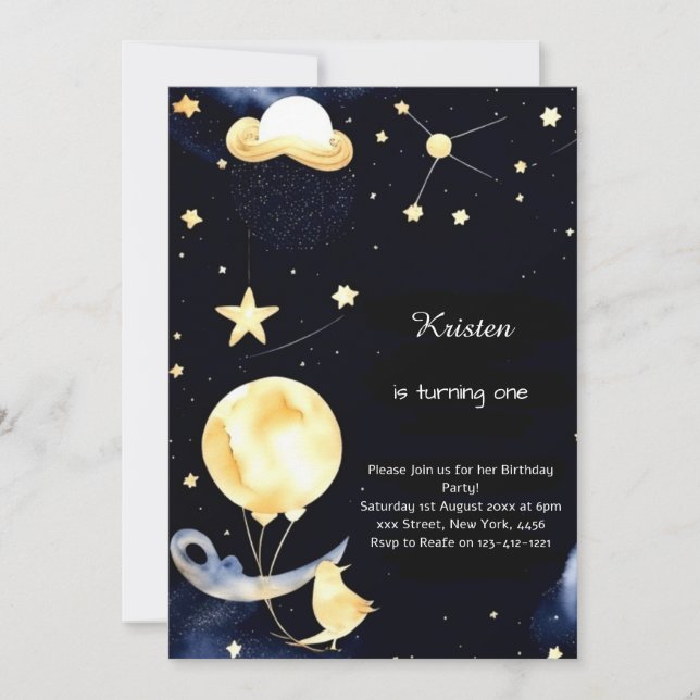 Invitación Cumpleaños de Cute Stardust Children (Anverso)