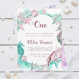 Invitación Cumpleaños de Cyan & Lavender Under Sea Chica