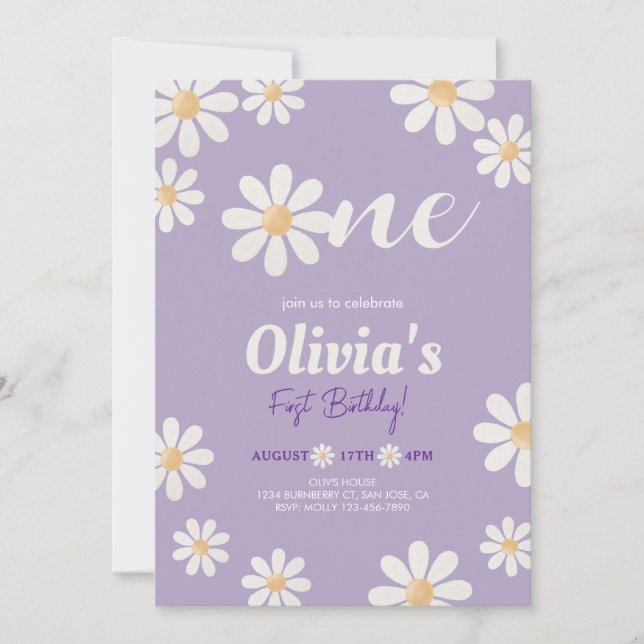 Invitación Cumpleaños de Daisy Chica (Anverso)