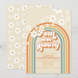 Invitación Cumpleaños de Daisy Cuatro Siempre Genial Retro Ar
