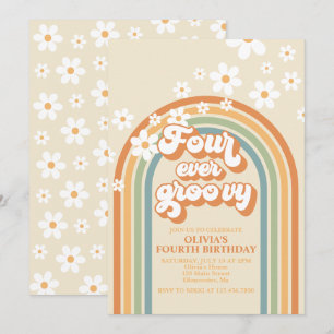 Invitación Cumpleaños de Daisy Cuatro Siempre Genial Retro Ar